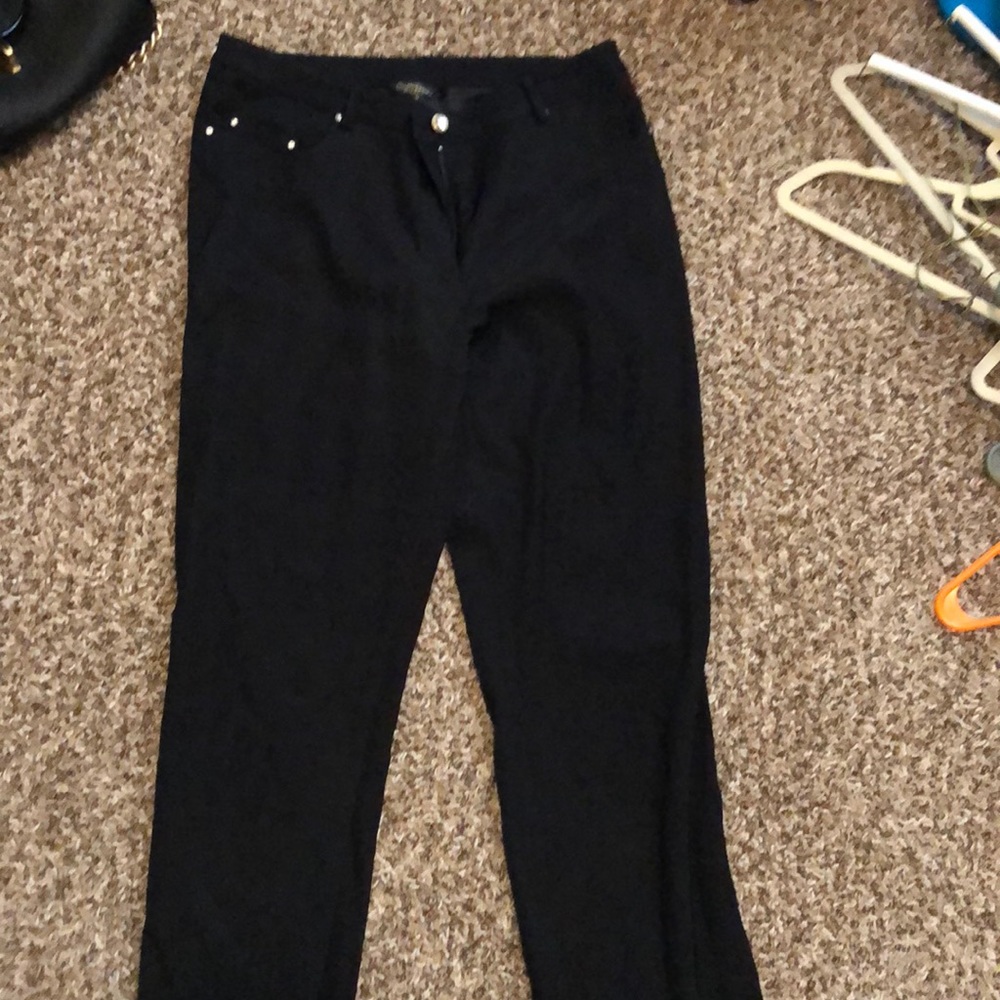 Black dress pants with unique button